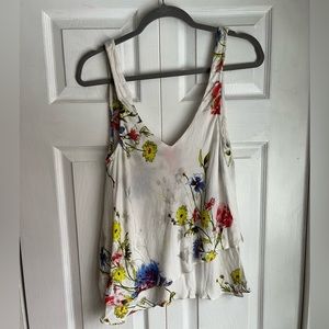 Free People Floral Tiered Tank Top in “Ivory Comb”. Size Small.